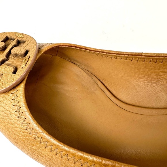 Tory Burch Sally Tumbled Leather Wedge Pump Royal Tan Brown Size 7.5 - Picture 12 of 13